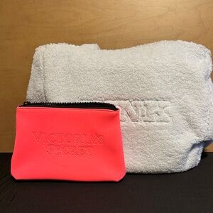 Victoria's Secret Neon Coral Zip Cosmetic Pouch